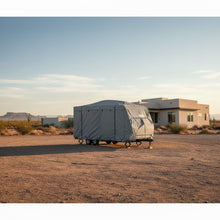 Load image into Gallery viewer, GEARFLAG Travel Trailer RV Cover with reinforced windproof side-straps and roll-up side panels
